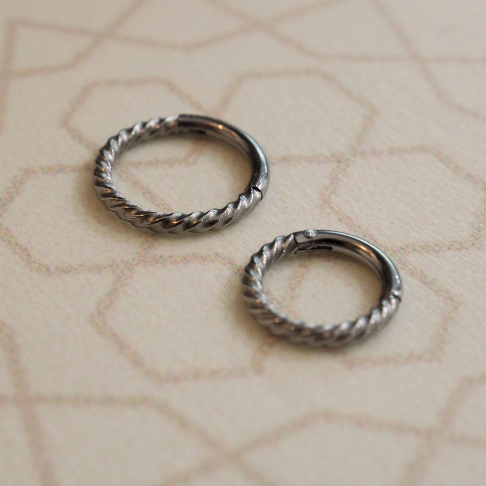 twisted silver titanium piercing ring