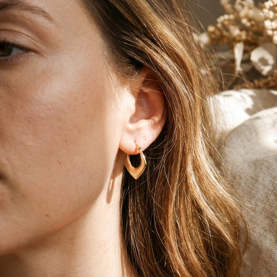 asymmetry gold earrings