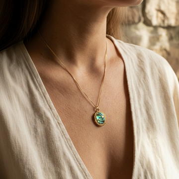 abalone sun gold necklace