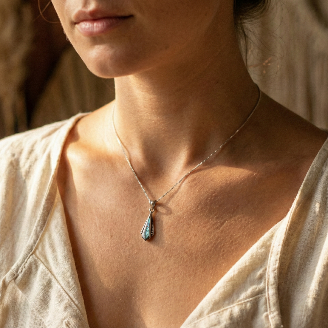 rock silver necklace