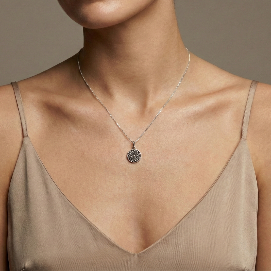 Sunlit Blossom Charm silver necklace