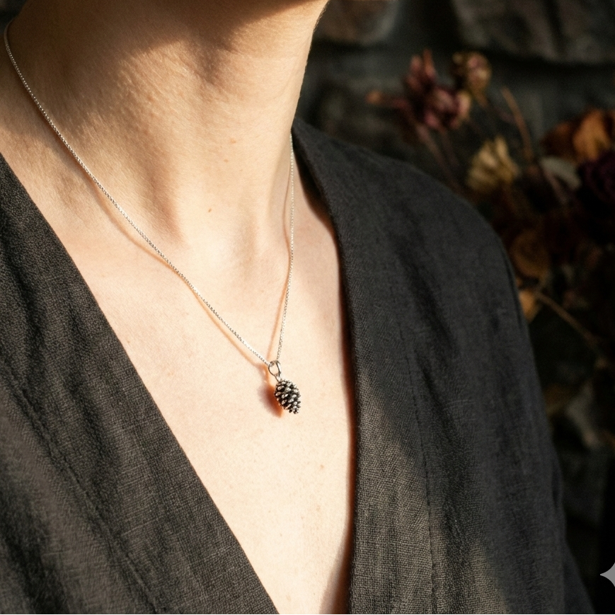 Pinecone silver necklace