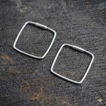 עגילי חישוק כסף Square - Magnetica Jewelry