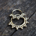 Bells ethnic B-18.K Gold piercing Ring ,gauges-18.G&20.G fits septum, Tragus,Helix,nose ring.-piercing-Magnetica