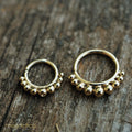 Bells ethnic A 18.K Gold piercing Ring ,gauges-18.G&20.G,fits septum, Tragus, Helix nose ring.-piercing-Magnetica
