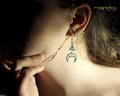 Crescent moon with unalome symbol silver earrings-earrings-Magnetica