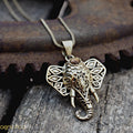 Elephant geometric pattern with stone brass pendant gold&silver available-necklace-Magnetica