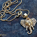Elephant geometric pattern with stone brass pendant gold&silver available-necklace-Magnetica