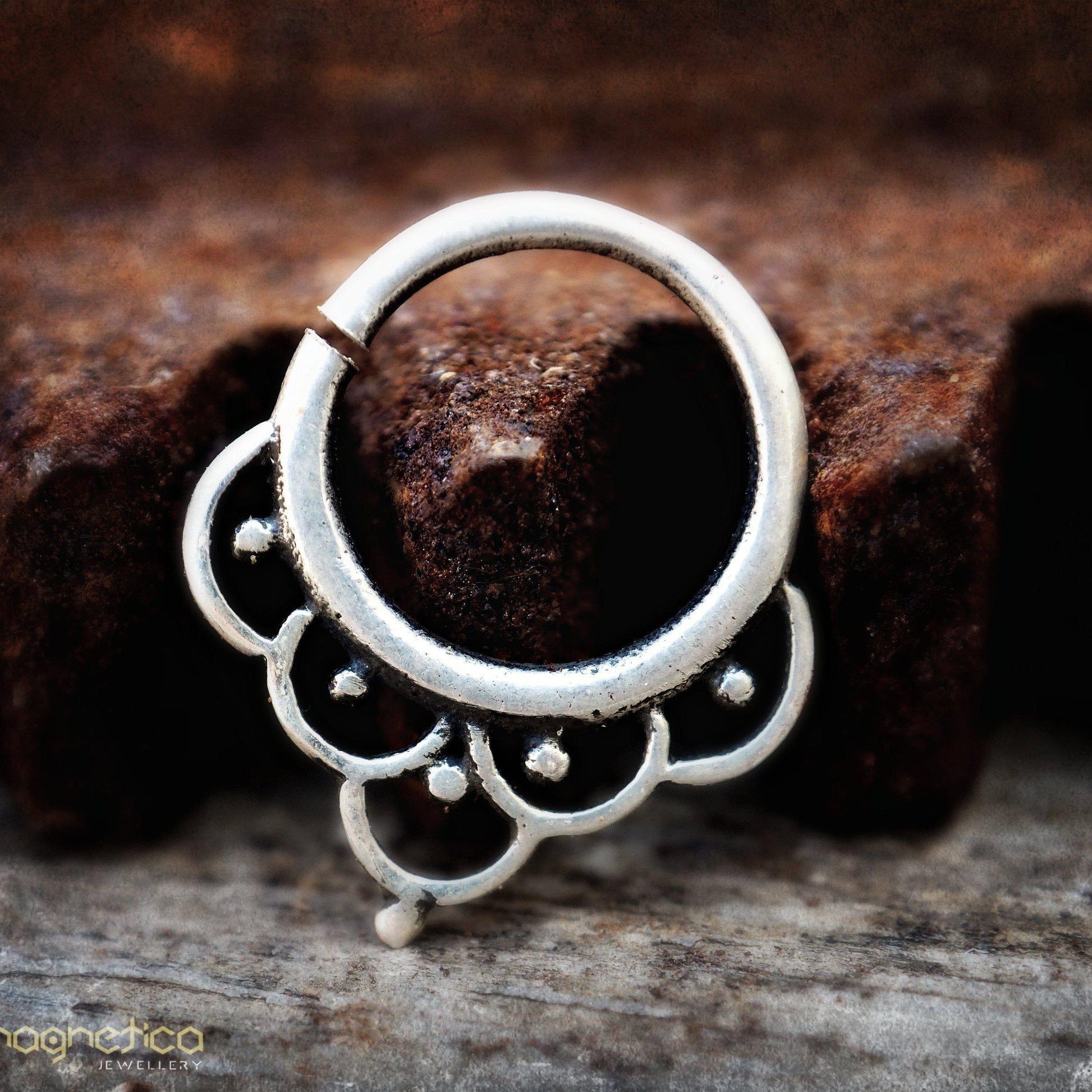 Ethnic silver piercing ring-piercing-Magnetica