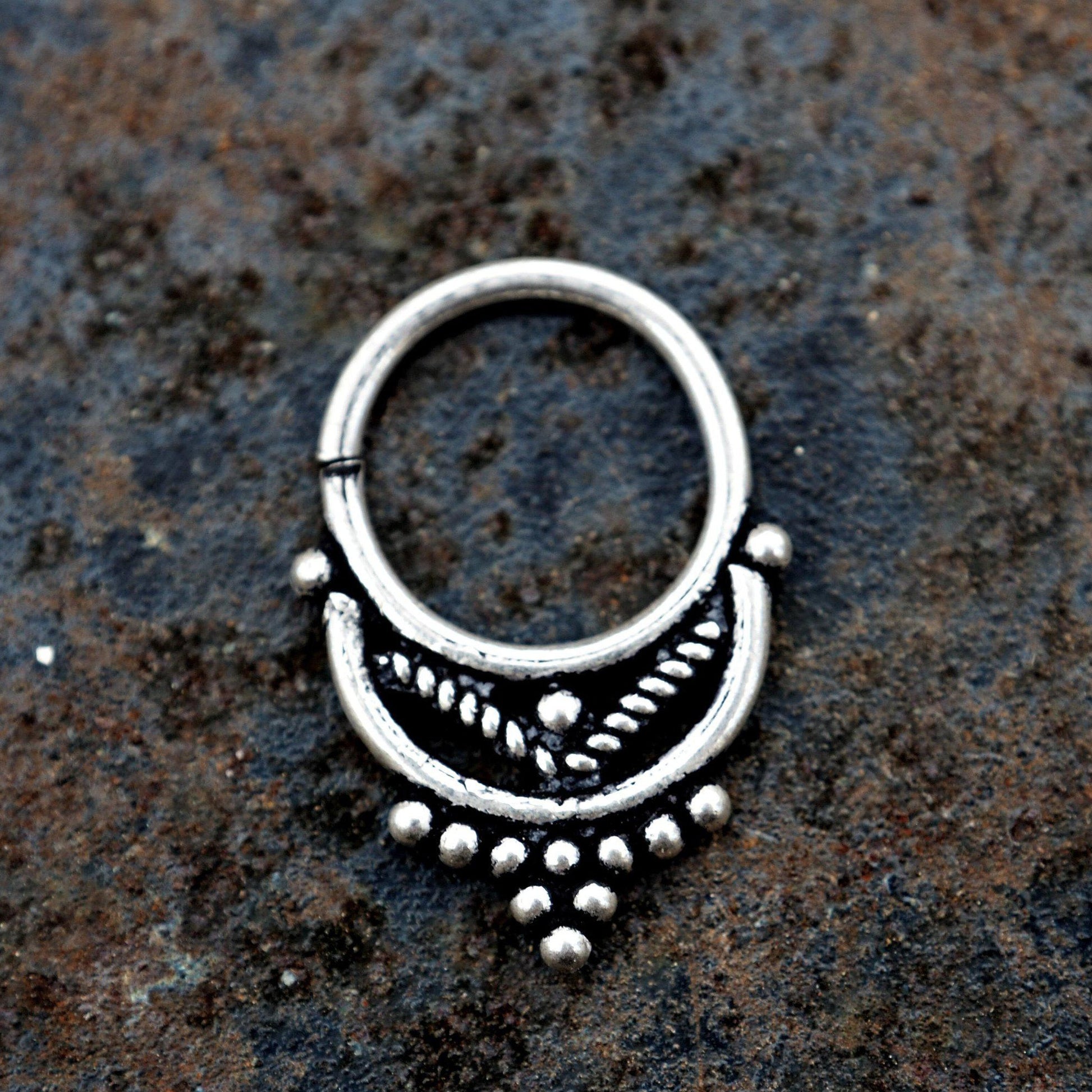 Ethnic style silver Piercing septum ring-piercing-Magnetica