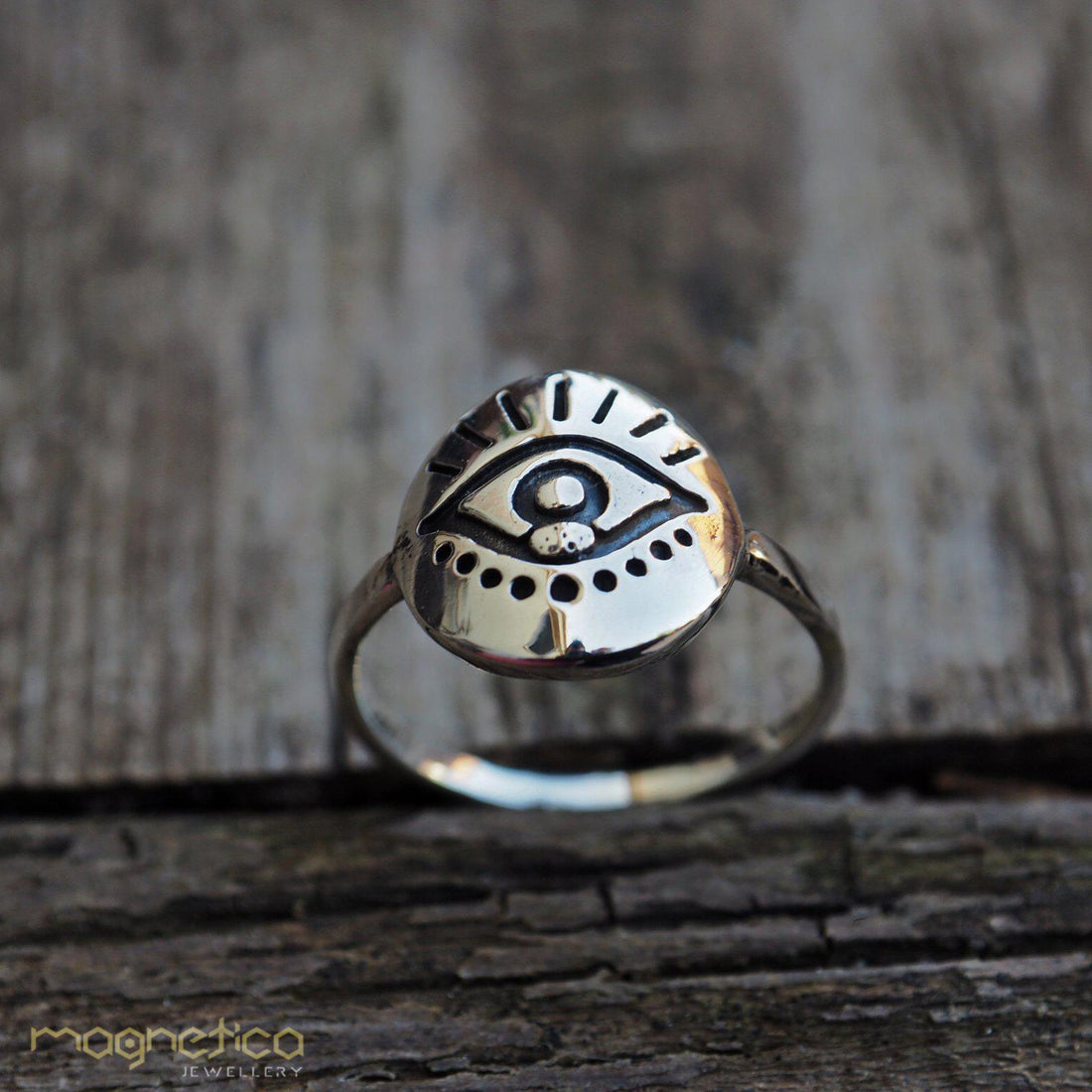 Evil eye protector sterling silver ring-ring-Magnetica