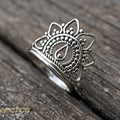 Flower crown ethnic silver filigree ring-ring-Magnetica