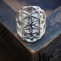 Flower of life double sterling silver ring-ring-Magnetica