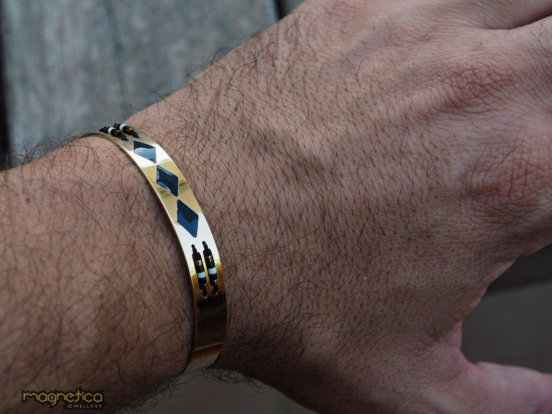 Gold & Black cuff bracelet-bracelet-Magnetica