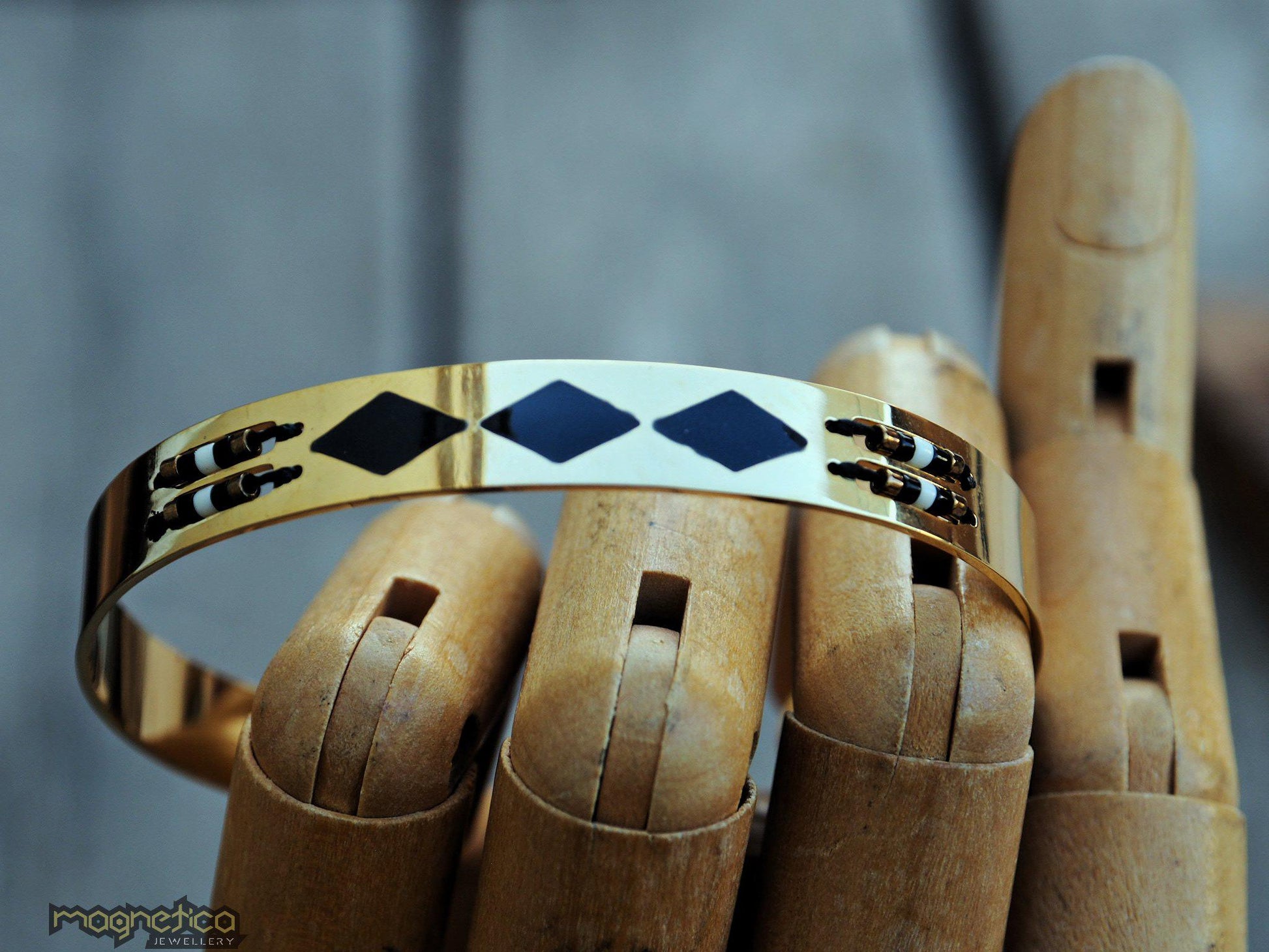 Gold & Black cuff bracelet-bracelet-Magnetica