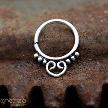 Ethnic silver septum piercing ring-piercing-Magnetica