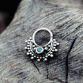 Ethnic style with gem sterling silver small piercing Ring fits septum, Tragus, Helix nose ring.-piercing-Magnetica