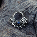 Ethnic style with gem sterling silver small piercing Ring fits septum, Tragus, Helix nose ring.-piercing-Magnetica