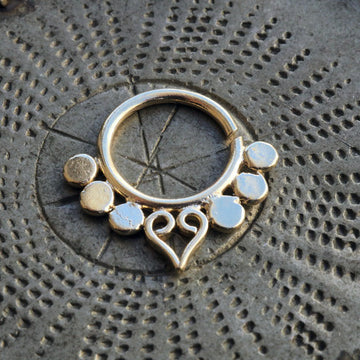 heart lotus gold plated piercing ring