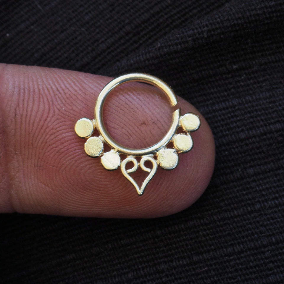 heart lotus gold plated piercing ring