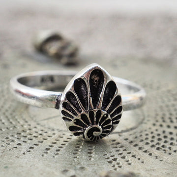 spiral drop sterling silver ring