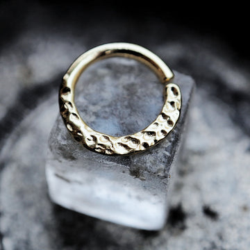 hammered thick gold plated piercing ring