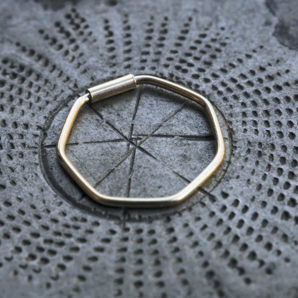 hexagon gold plated piercing ring