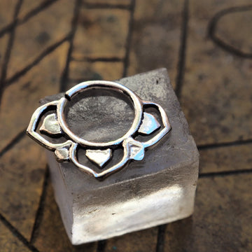 tulip flower silver piercing ring