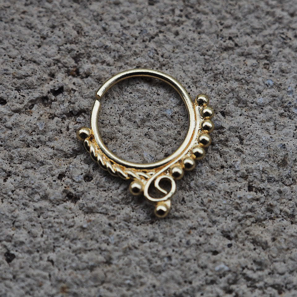 gold plated ethnic spiral piercing ring