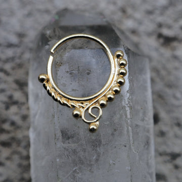 gold plated ethnic spiral piercing ring