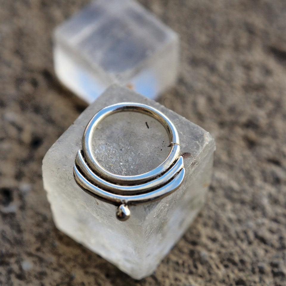 temple silver piercing ring