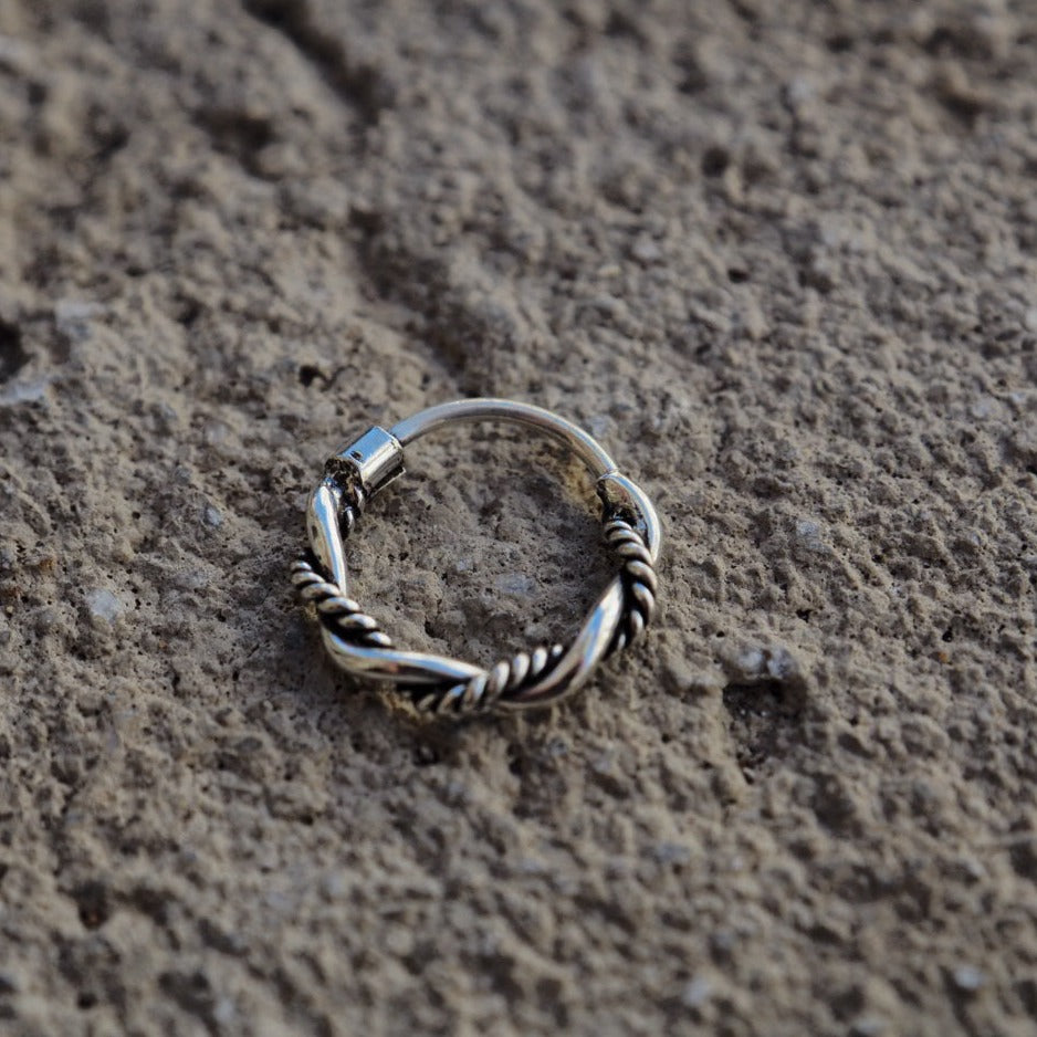 rope silver piercing ring