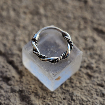 rope silver piercing ring