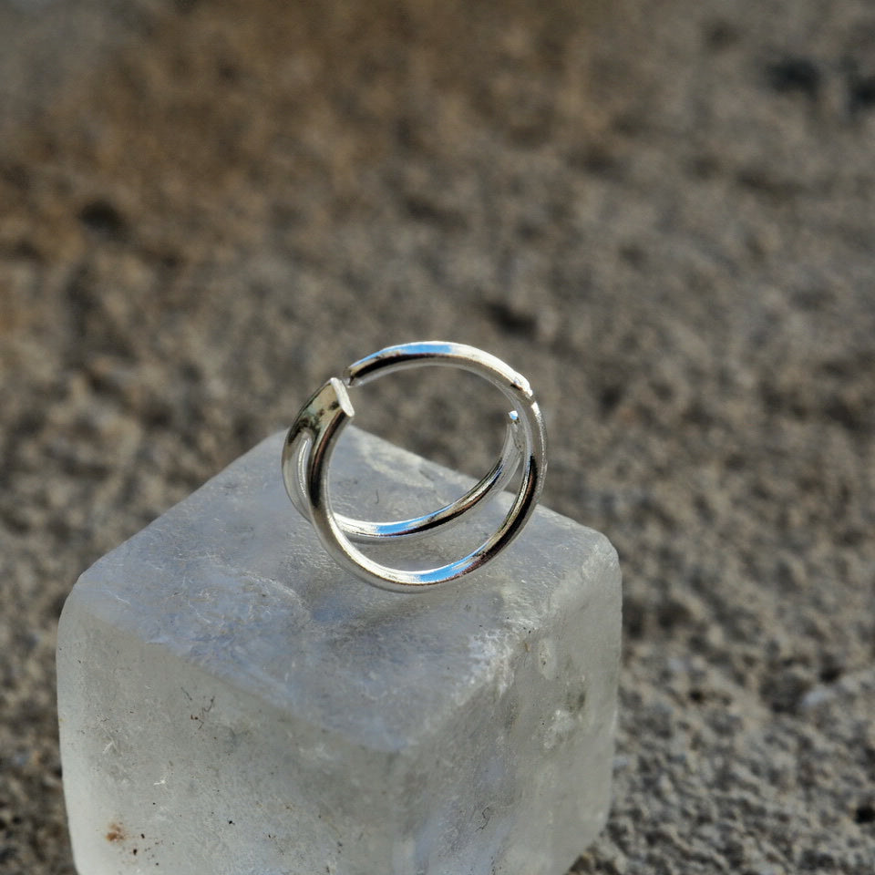 double silver piercing ring