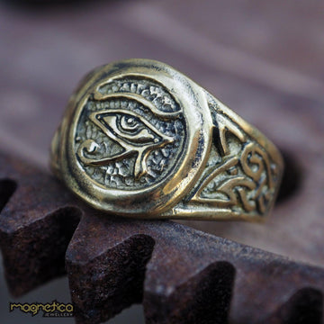 Signet eye of ra brass ring