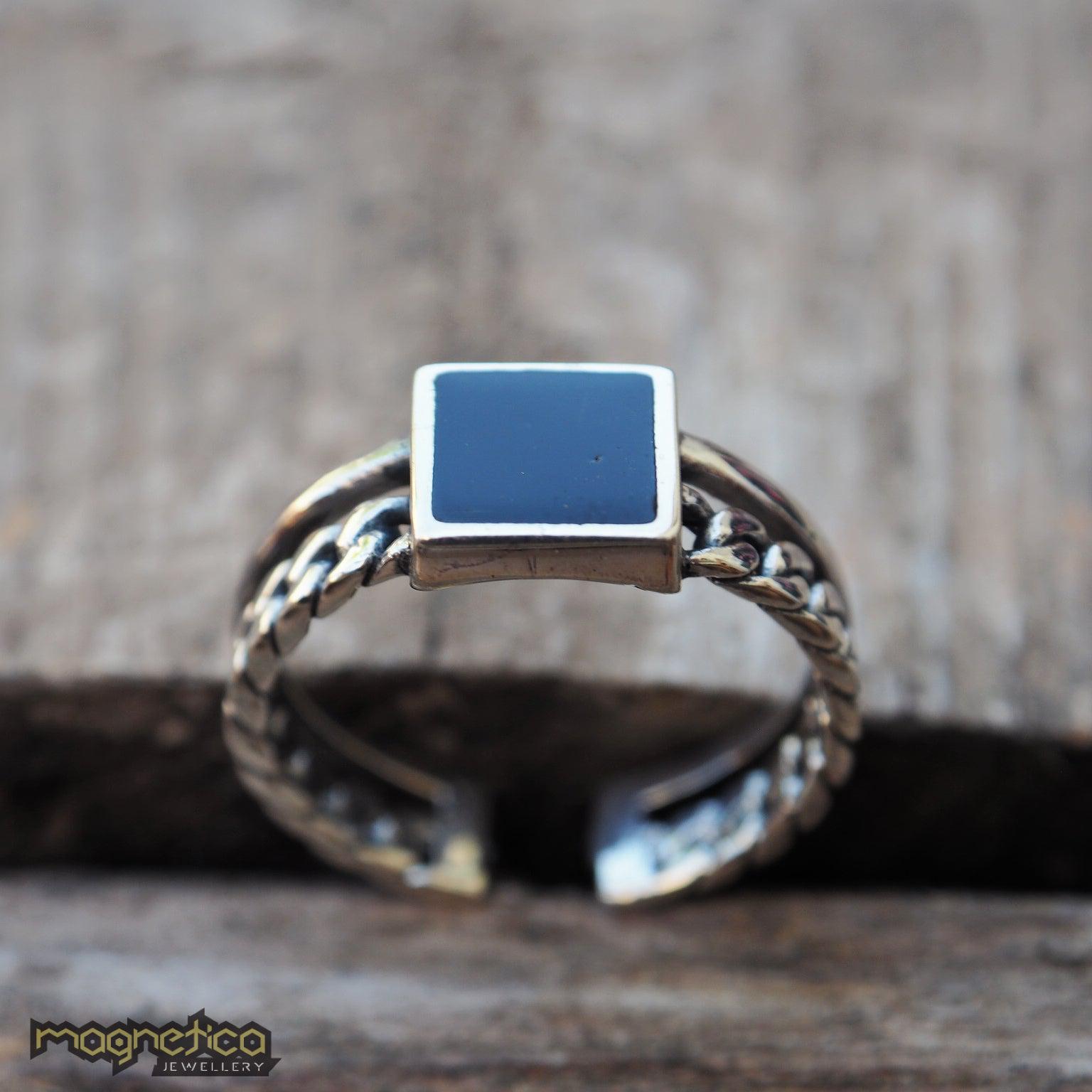 Chain with stone silver adjustable ring