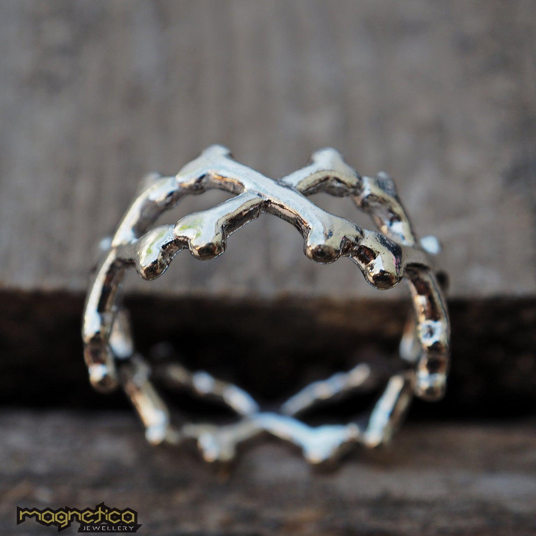 Dainty bones silver ring