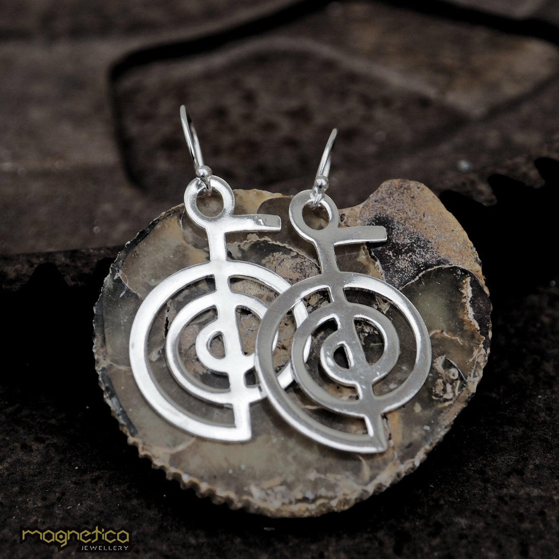 Cho Ku Rei symbol silver earrings