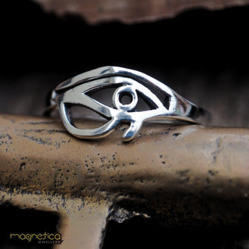 Eye of Horus dainty silver ring