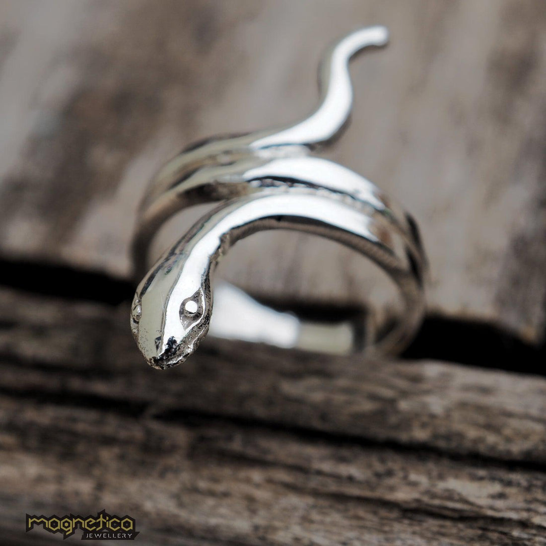 Serpent plain sterling silver ring