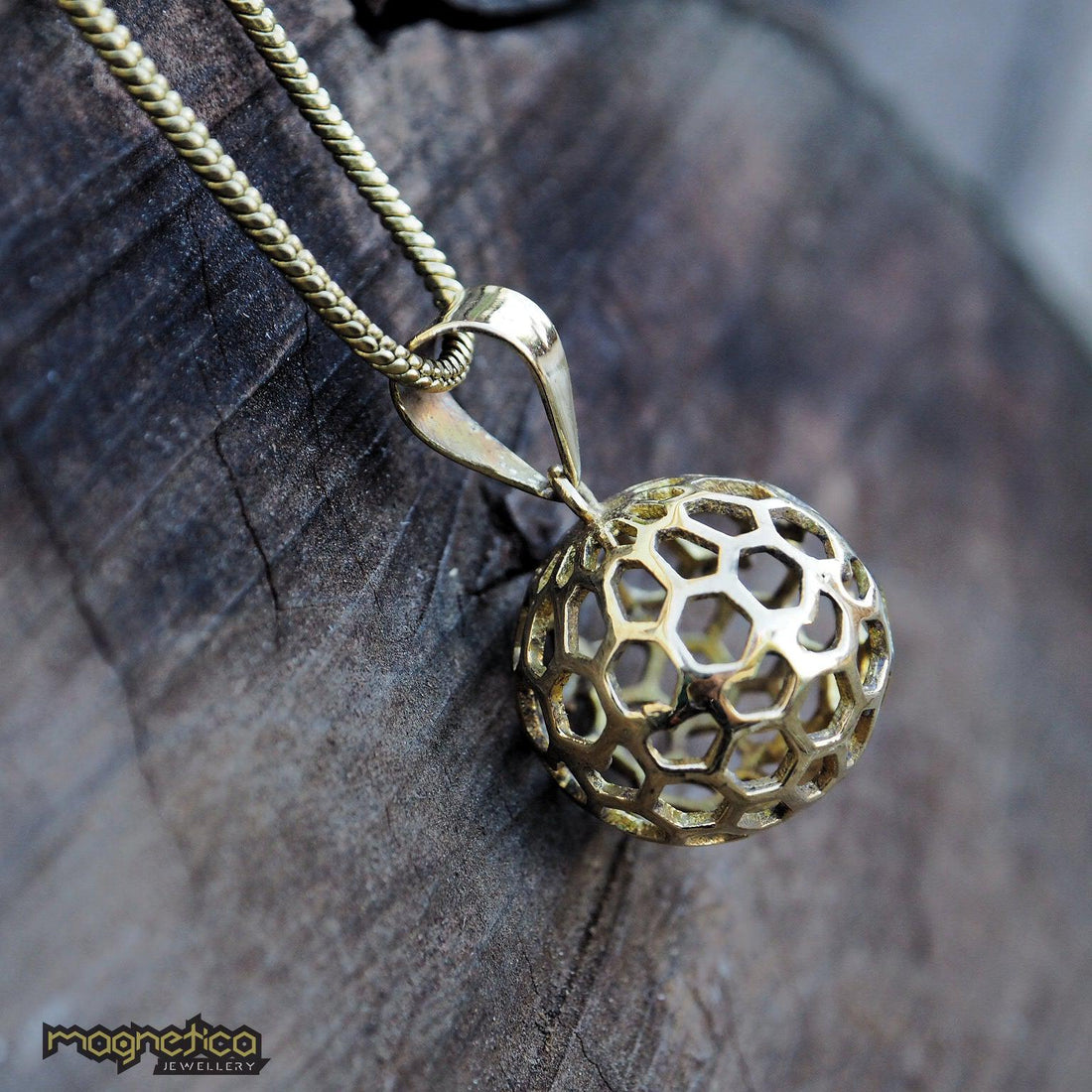 Torus geometry gold brass pendant