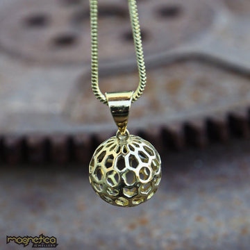 Torus geometry gold brass pendant