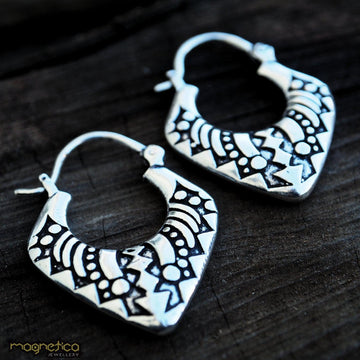 Amazonas silver brass hoop earrings