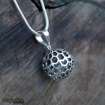 Torus geometry silver brass pendant