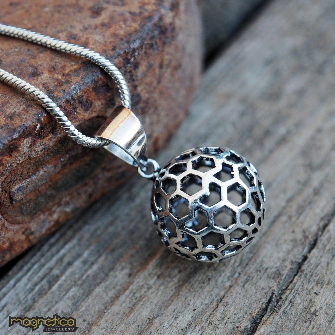 Torus geometry silver brass pendant