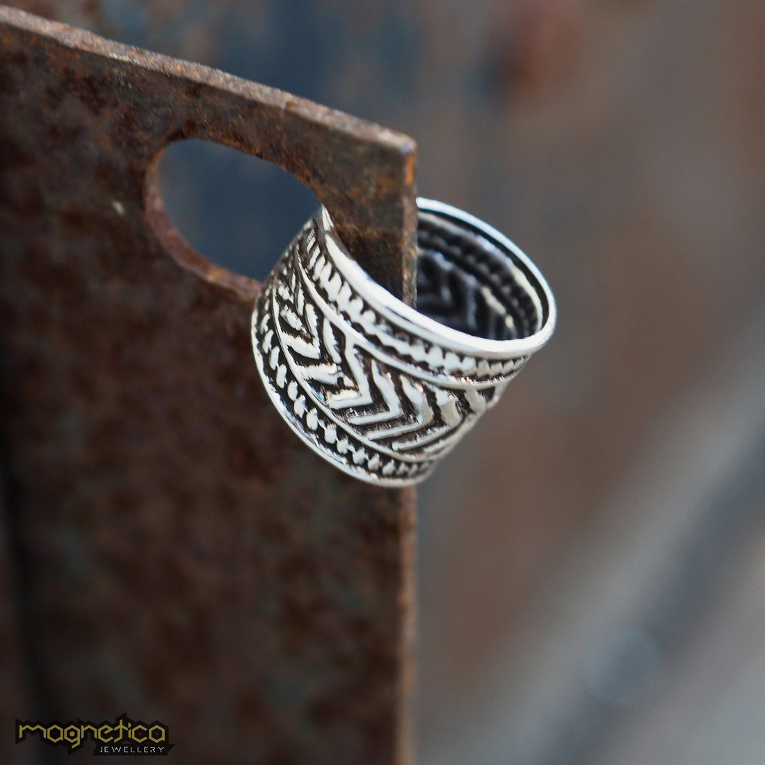 Silver tribal rustic ear cuff