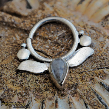 silver lotus piercing ring