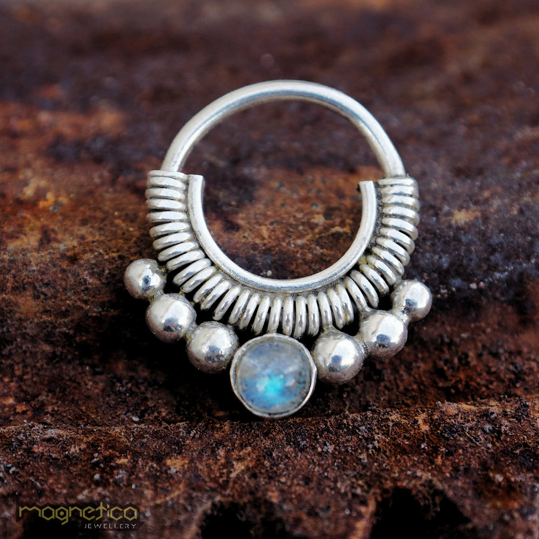 silver tribal piercing ring