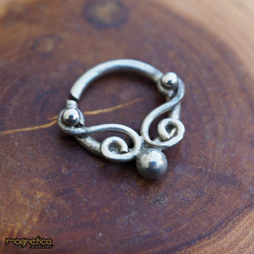 silver spirals piercing ring