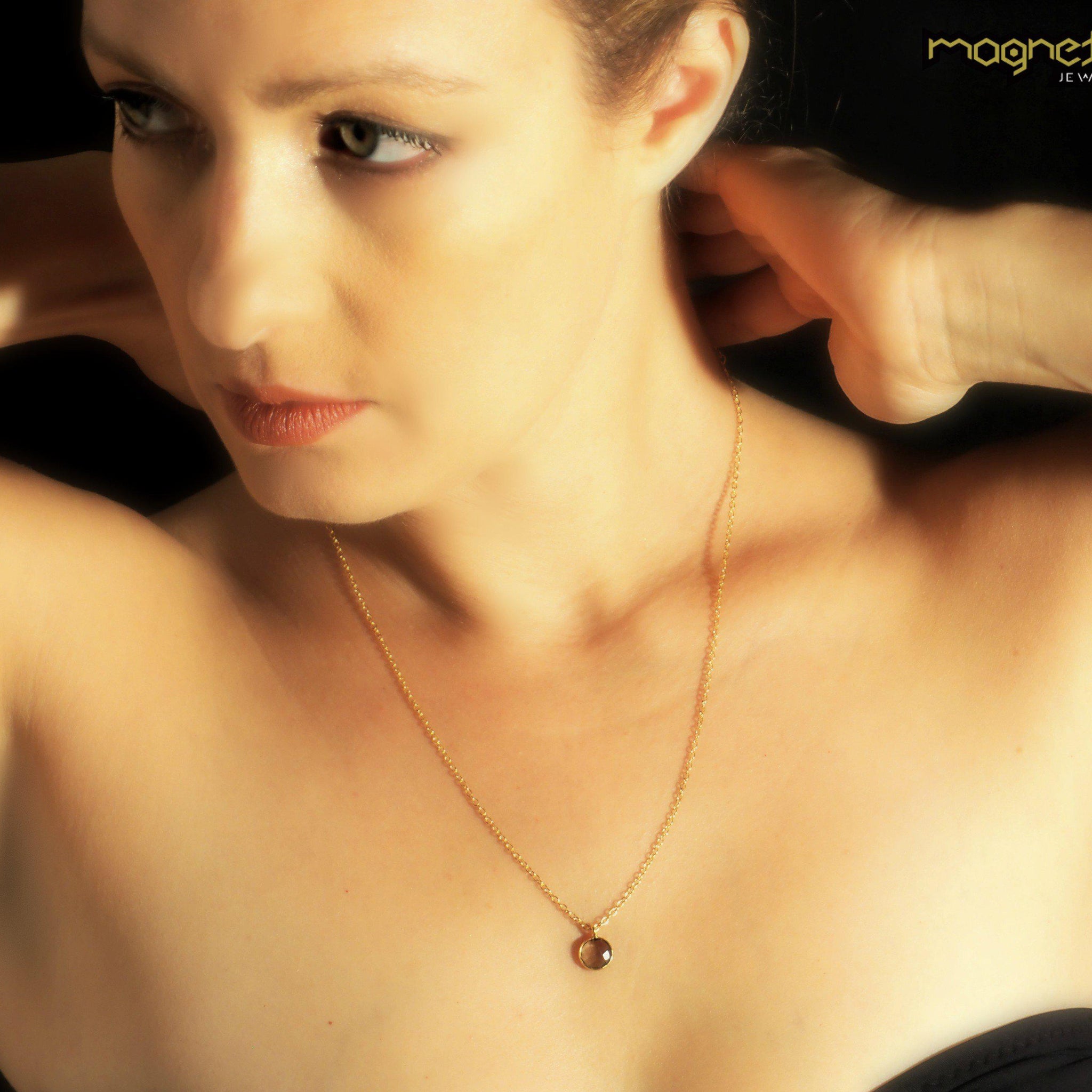 Onyx delicate gold&silver necklace-necklace-Magnetica